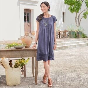 Sundance Viv day dress blue 100% linen lagenlook minimalist Size Medium